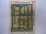 Stamps Cuba -  Pintores Cubanos.-Paisaje mujer cargando hierba.-Pintor:Victor Manuel
