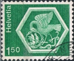 Stamps Switzerland -  SERIE BÁSICA 1974. ARQUITECTURA. MEDALLÓN DEL MUSEO DEL CONVENTO DE STEIN-AM-RHEIN. Y&T Nº 970