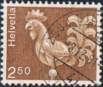 Stamps Switzerland -  SERIE BÁSICA 74. ARQUITECTURA. GALLO DEL RELOJ DE LA CATEDRAL DE SAINT OURS, EN SOLEURE. Y&T Nº 991