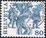 Stamps Switzerland -  SERIE BÁSICA 1977. COSTUMBRES POPULARES. EL VOGEL GRYFF, DE BASILEA. Y&T Nº 1040