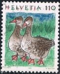 Stamps Switzerland -  SERIE BÁSICA. ANIMALES. GANSOS Sc Nº 875