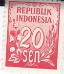 Stamps Indonesia -  Flora y cifras