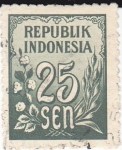 Stamps Indonesia -  Flora y cifras