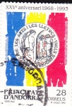 Stamps Andorra -  XXV aniversari 1968-1993 -De les Arts  i les Lletres-Valls D,Andorra