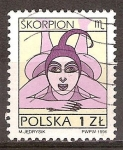 Sellos del Mundo : Europa : Polonia : Los signos del Zodíaco. Mujer con el sombrero de cola de escorpión (Escorpion).