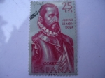 Stamps Spain -  Forjadores de América.-Alonso de Mendoza-IV Centenario del descubrimiento de la Florida.Ed:1454