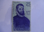 Stamps Spain -  Forjadores de América.-Pedro Menéndez de Avilés-IV Centenario del descubrimiento de la Florida. Ed:1