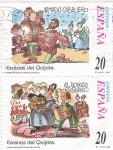 Sellos de Europa - Espa�a -  Escenas del Quijote-ARMANDO CABALLERO y EL DONOSO ESCRUTINIO    (H)