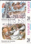 Stamps Spain -  Escenas del Quijote- VIOLE BAJAR Y SUBIR CON TANTA GRACIA y LOS CUEROS    (H)