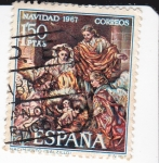 Stamps Spain -  NAVIDAD- 1967- Nacimiento (Salzillo)    (H)