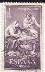 Stamps Spain -  NAVIDAD- 1961- La Sagrada Familia (José Ginés)    (H)