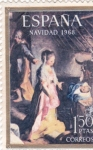 Stamps Spain -  NAVIDAD- 1968- Nacimiento de Jesús(Barocci)    (H)