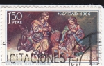Stamps Spain -  NAVIDAD- 1966- Nacimineto (Duque de Cornejo)    (H)