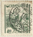 Stamps Asia - South Korea -  COJIENDO ARROZ