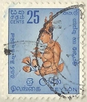 Stamps Sri Lanka -  FRESCO OF THE SIGIRIYA - ROCK