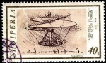 Sellos del Mundo : Europe : Albania : Leonardo da Vinci, 450 aniv. fallecimiento. Diseño de helicóptero.