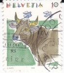 Sellos de Europa - Suiza -  dibujo de una vaca
