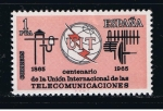 Stamps Spain -  Edifil  1670  Centenario de la Unión Internacional de las Telecomunicaciones.  · Dibujos alusivos. 