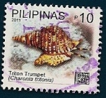 Sellos de Asia - Filipinas -  Gasterópodo - CaracolaTrompeta Tritón