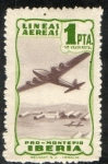 Stamps : Europe : Spain :  Lineas Aerias Iberia . Pro-Montepio.