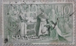Stamps Spain -  juramento en santa gadea. diaz de vivar el cid 1962