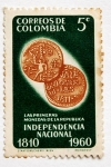 Stamps Colombia -  Las Primeras Monedas de la Republica
