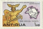Stamps : America : Antigua_and_Barbuda :  25th ANIVERSARIO DE LA ADMINISTRACION DE LA UNION POSTAL NACIONAL