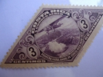 Stamps America - Costa Rica -  Volcán Poás- Primera Feria Anual de Costa Rica 1936-1937 - Aeronave Volando sobre el volcan poas.