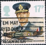 Stamps : Europe : United_Kingdom :  50º ANIV. DE LA ROYAL AIR FORCE. COMANDANTES Y AVIONES. LORD DOWDING Y HURRICANE. M 1085