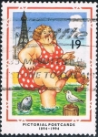 Stamps : Europe : United_Kingdom :  CENT DE LA TARJETA POSTAL BRITÁNICA. BAÑISTA EN BLACKPOOL. M 1508