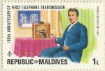 Stamps : Asia : Maldives :  100th ANIVERSARIO DE LA PRIMERA LLAMADA TELEFONICA