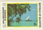 Stamps : Asia : Maldives :  DECIMO ANIVERSARIO DE LA REPUBLICA DE LAS MALDIVAS