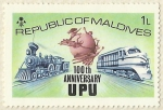 Stamps : Asia : Maldives :  100th ANIVERSARIO DE LA UNION POSTAL UNIVERSAL