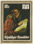 Stamps Rwanda -  REMBRANDT - LA MERE DE REMBRANDT LISANT