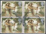 Stamps : Europe : United_Kingdom :  LEYENDAS DEL REY ARTURO. LA JOVEN DEL LAGO CON LA ESPADA EXCALIBUR EN BLOQUE DE 4. M 1040