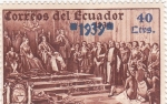 Stamps Ecuador -  Cristobal Colón presentando indígenas