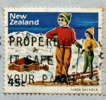 Stamps New Zealand -  Esquiadores