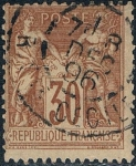 Stamps : Europe : France :  GRUPO ALEGÓRICO PAZ Y COMERCIO TIPO SAGE 1876-78. Y&T Nº 80