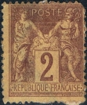 Sellos de Europa - Francia -  GRUPO ALEGÓRICO PAZ Y COMERCIO TIPO SAGE 1877-80. Y&T Nº 85