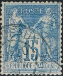 Sellos de Europa - Francia -  GRUPO ALEGÓRICO PAZ Y COMERCIO TIPO SAGE 1877-80. Y&T Nº 90