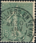 Stamps : Europe : France :  SEMBRADORA FONDO DE LÍNEAS 1903-24 Y&T Nº 130