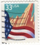 Stamps United States -  Bandera y Edificios
