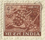 Sellos de Asia - India -  BAYAS DE CAFE