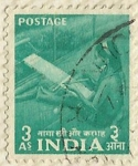 Stamps : Asia : India :  MUJER TEJIENDO