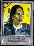 Stamps Yemen -  La Femme á la Fleur - GAUGUIN