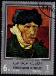 Stamps : Asia : Yemen :  Autoportrait á la Pipe - VAN GOGH
