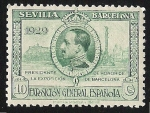 Stamps Spain -  Rey Alonso XIII y vista de Barcelona
