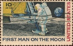 Stamps : America : United_States :  Aterrizaje Lunar. Primer Hombre en la Luna.