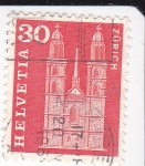 Stamps Switzerland -  Catedral de Zurich