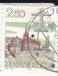 Sellos del Mundo : Europa : Suiza : Paisaje y horóscopo-Libra